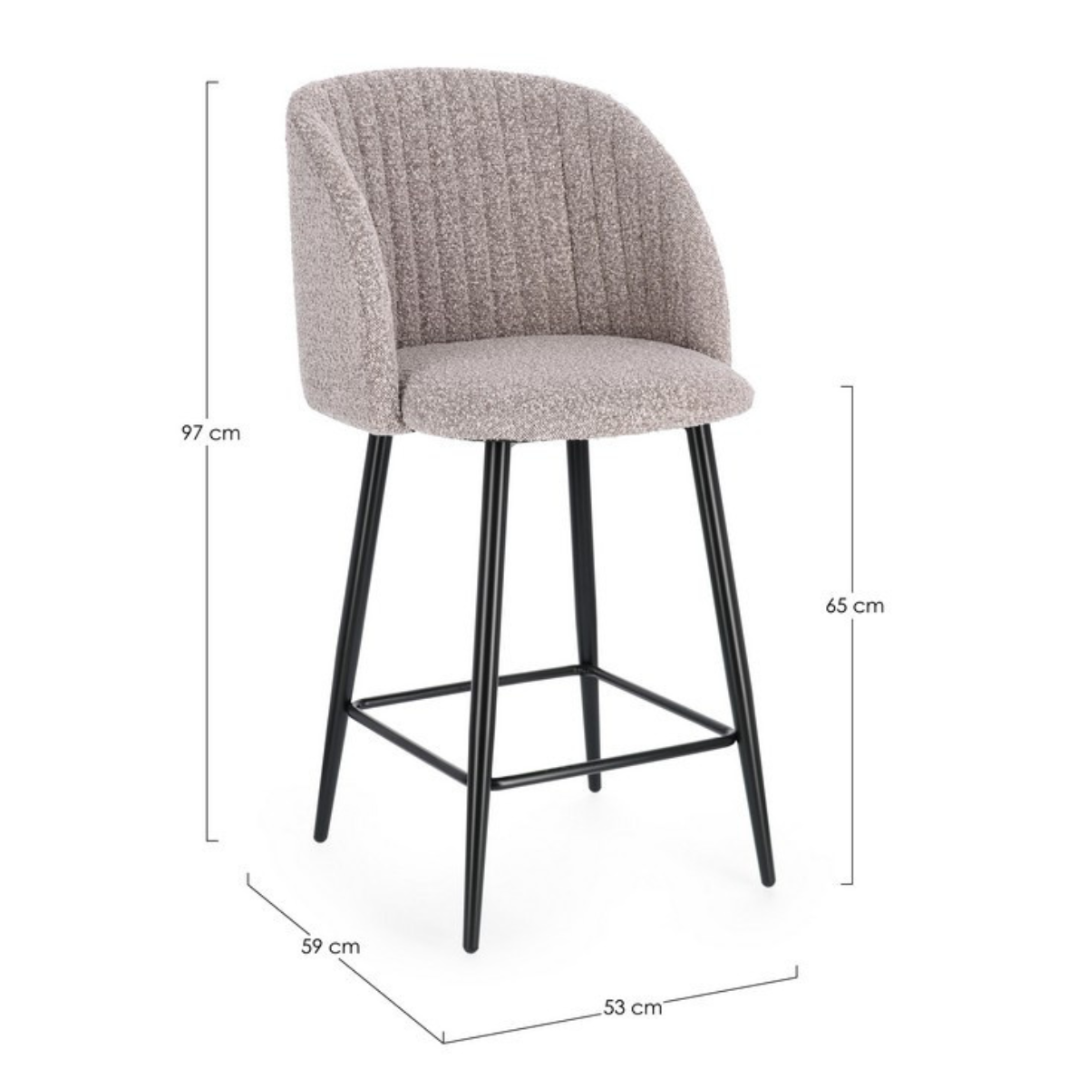 BT PRINCESS  Grey design Upholstered indoor bar stool